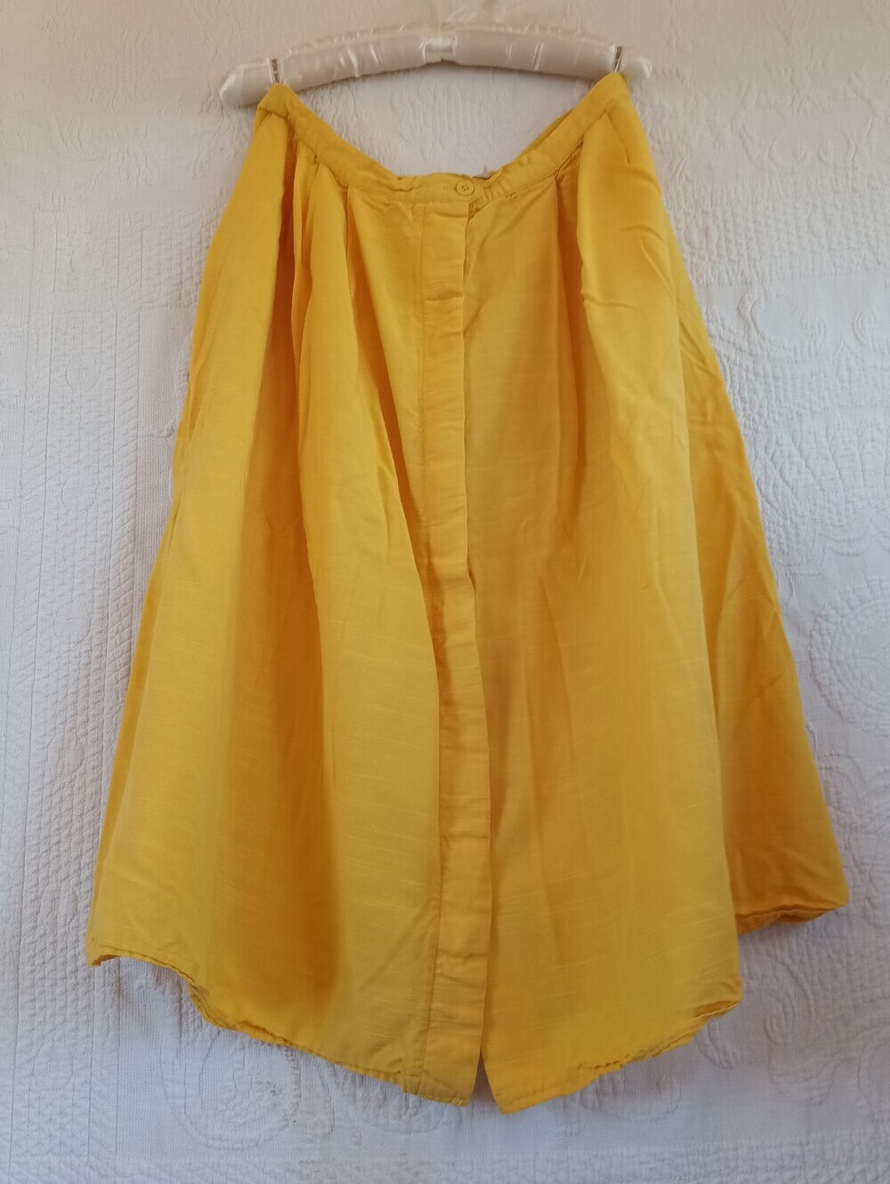 Vintage Sunny Yellow A-Line Midi Skirt Button Down Retro Preppy 60s 70s Colorful - Picture 13 of 13